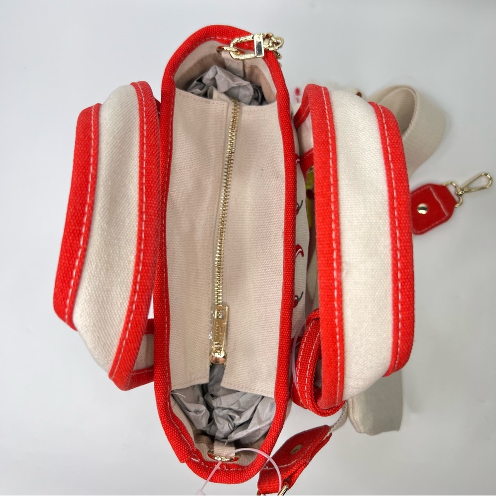 Viral Madden Girl Chili Pepper Canvas Mini Tote Crossbody Bag Charms & Keychain - Picture 6 of 13